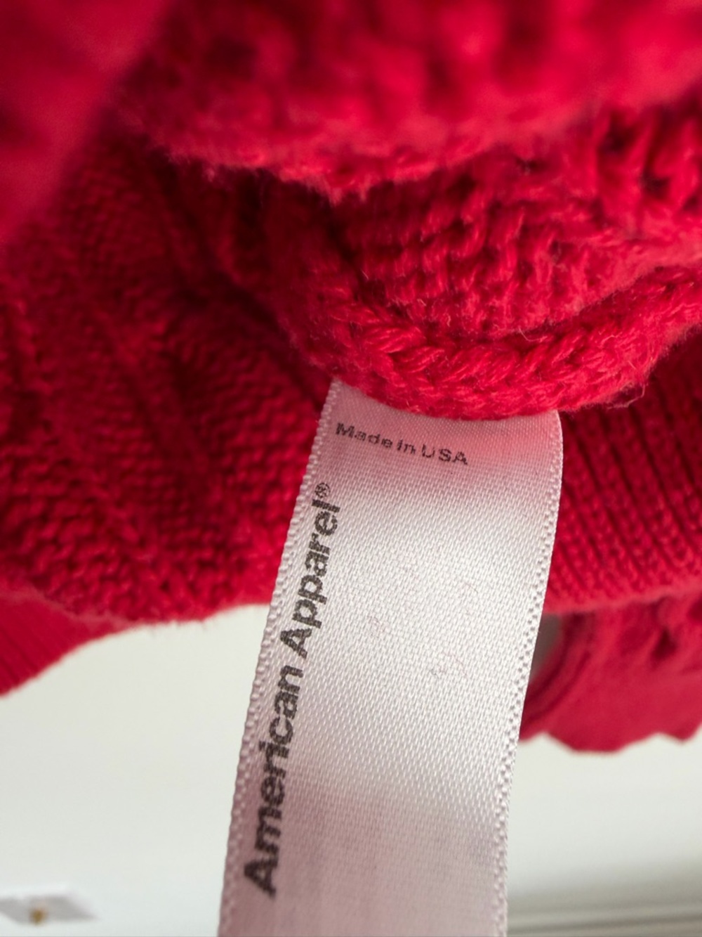 American Apparel - Y2K Preppy Cable Knit Cotton Sweater - Made in USA - Size L - Picture 7 of 8
